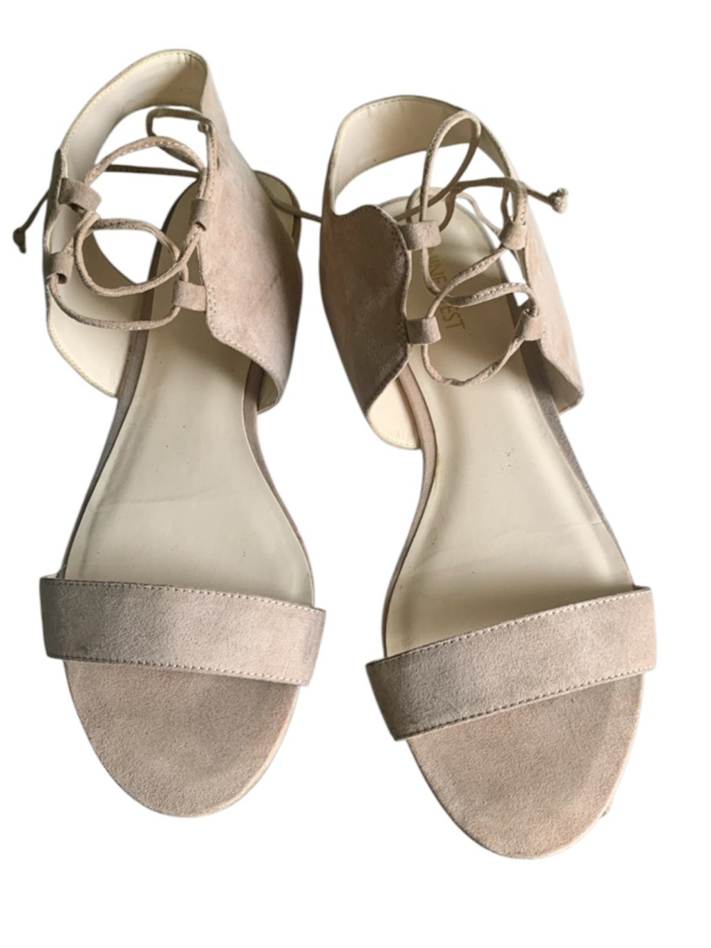 Nine West Blush Suede Lace-Up Open-Toe Sandals